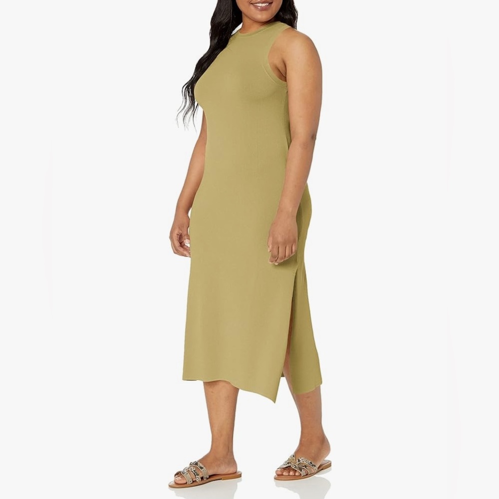The Drop Gabriela Olive Green Knit Side Slit Midi Dress Women’s XL